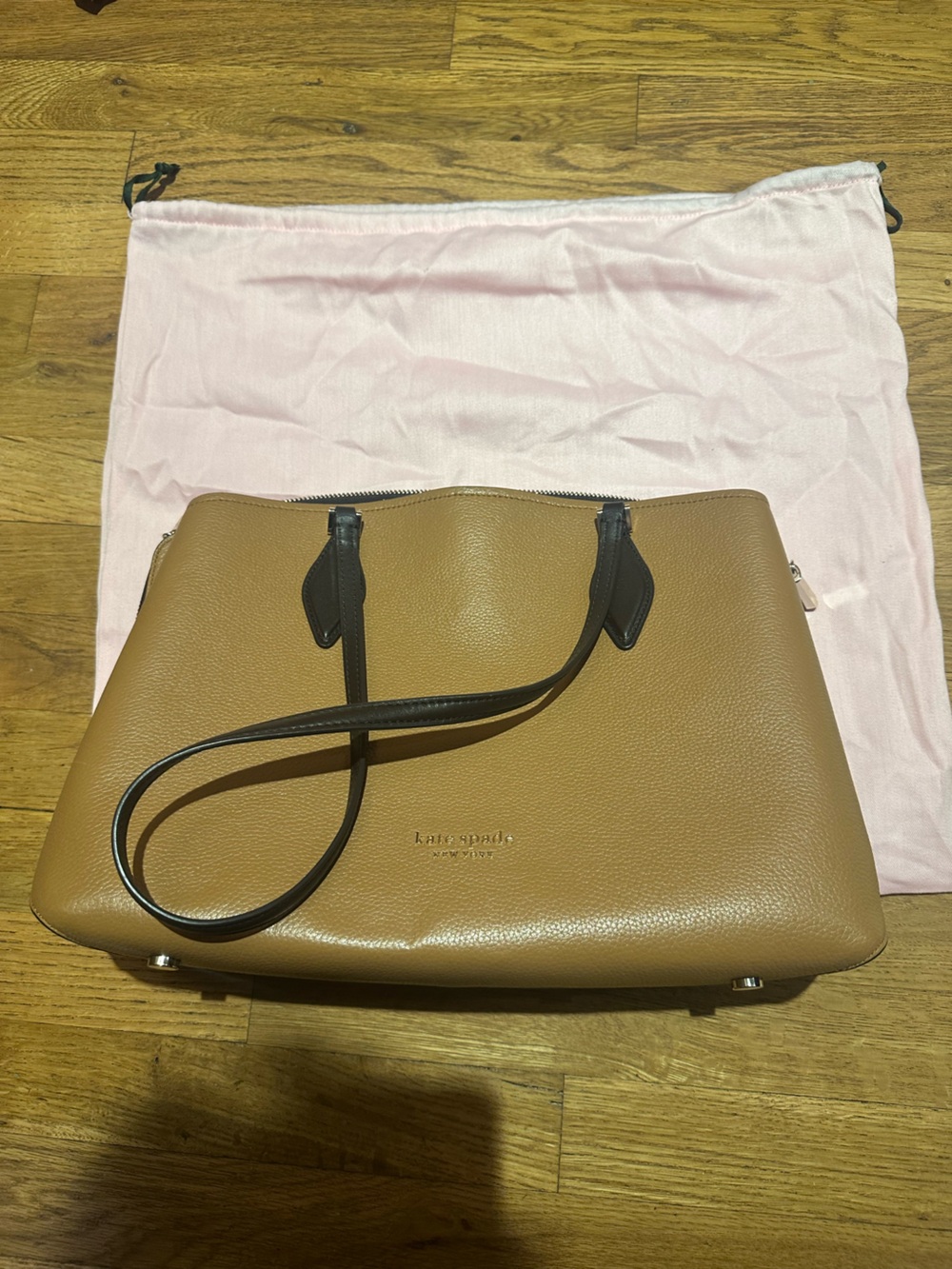 kate spade Tan Pebbled Leather Tote with Brown Straps